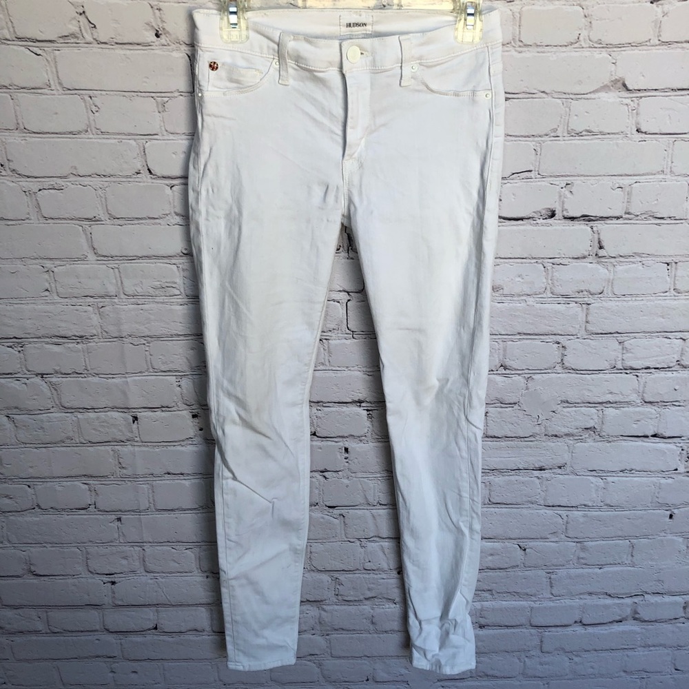 Hudson Jeans White Nico Midrise Super Skinny Jeans Size 27